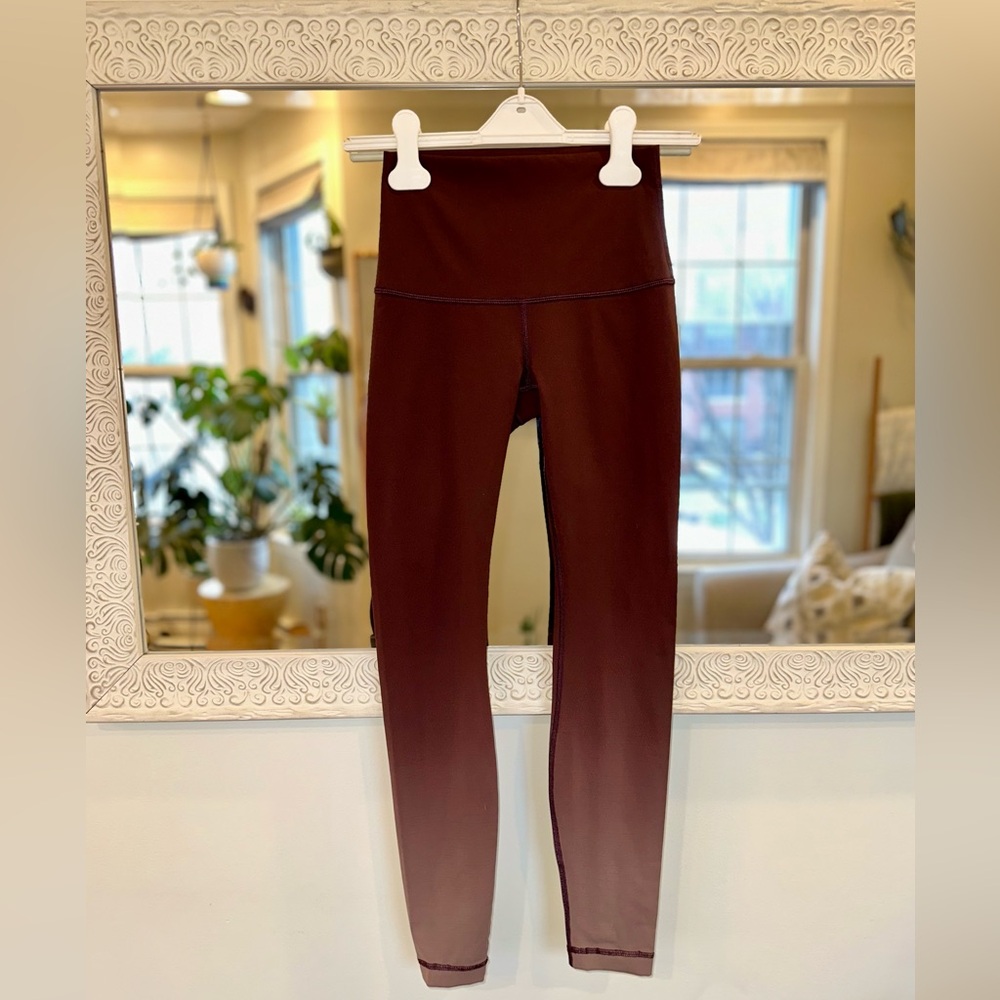 Lululemon Limited Edition Ombre Wunder Under Hi-Rise Maroon / Burgundy Pants 4 - Picture 8 of 12
